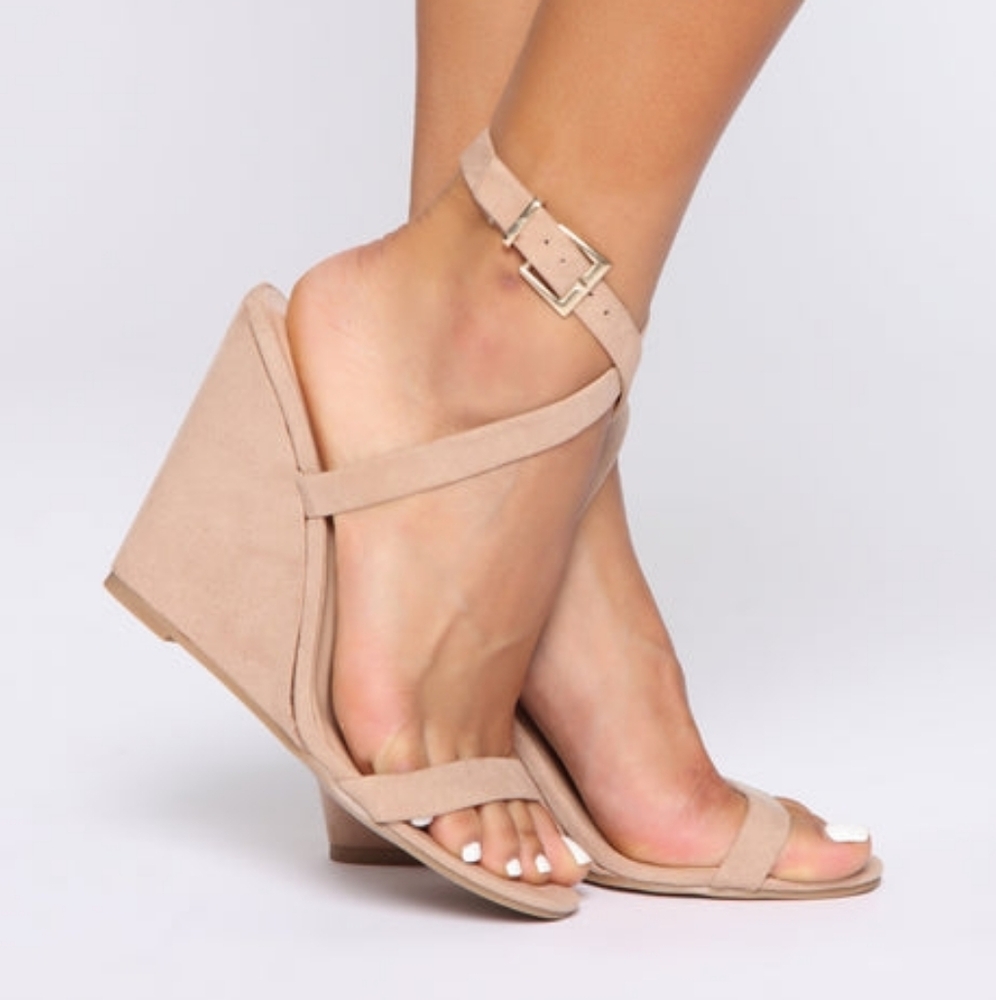 Fashion Nova Beige Wedge Heels
